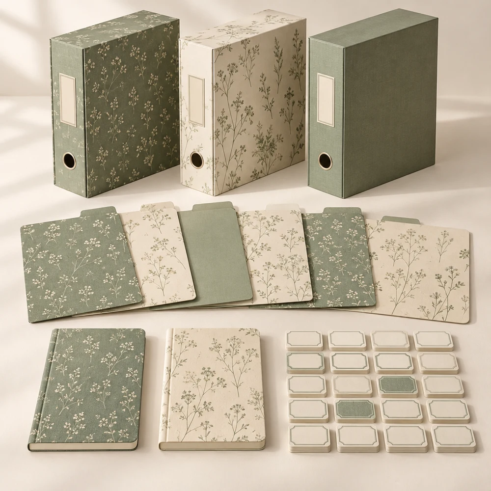 Meadow Archive Paper Set in Sage / Cream