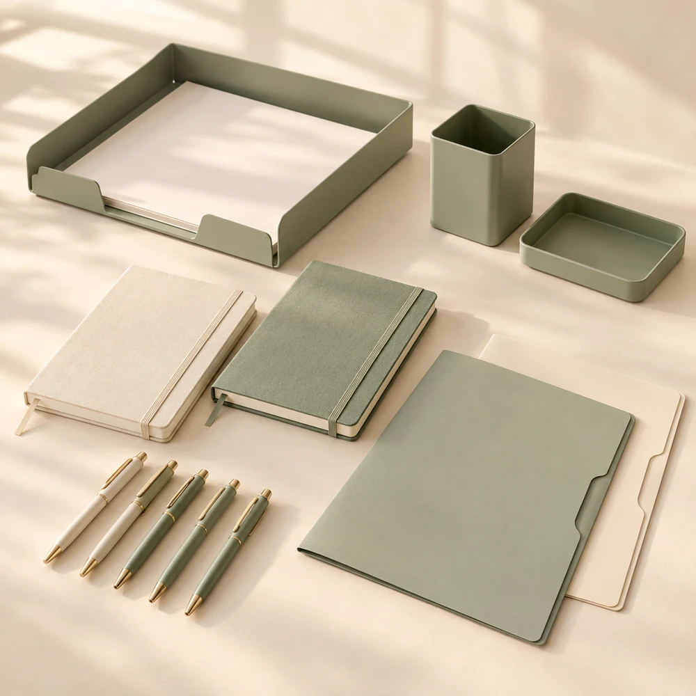 Fresh Start Desk Collection in Cream / Sage