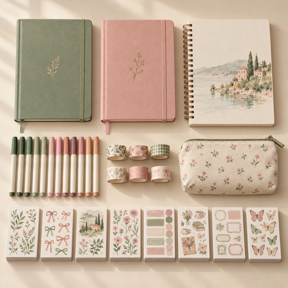 Creative Chapter Journaling Collection in Sage / Pink
